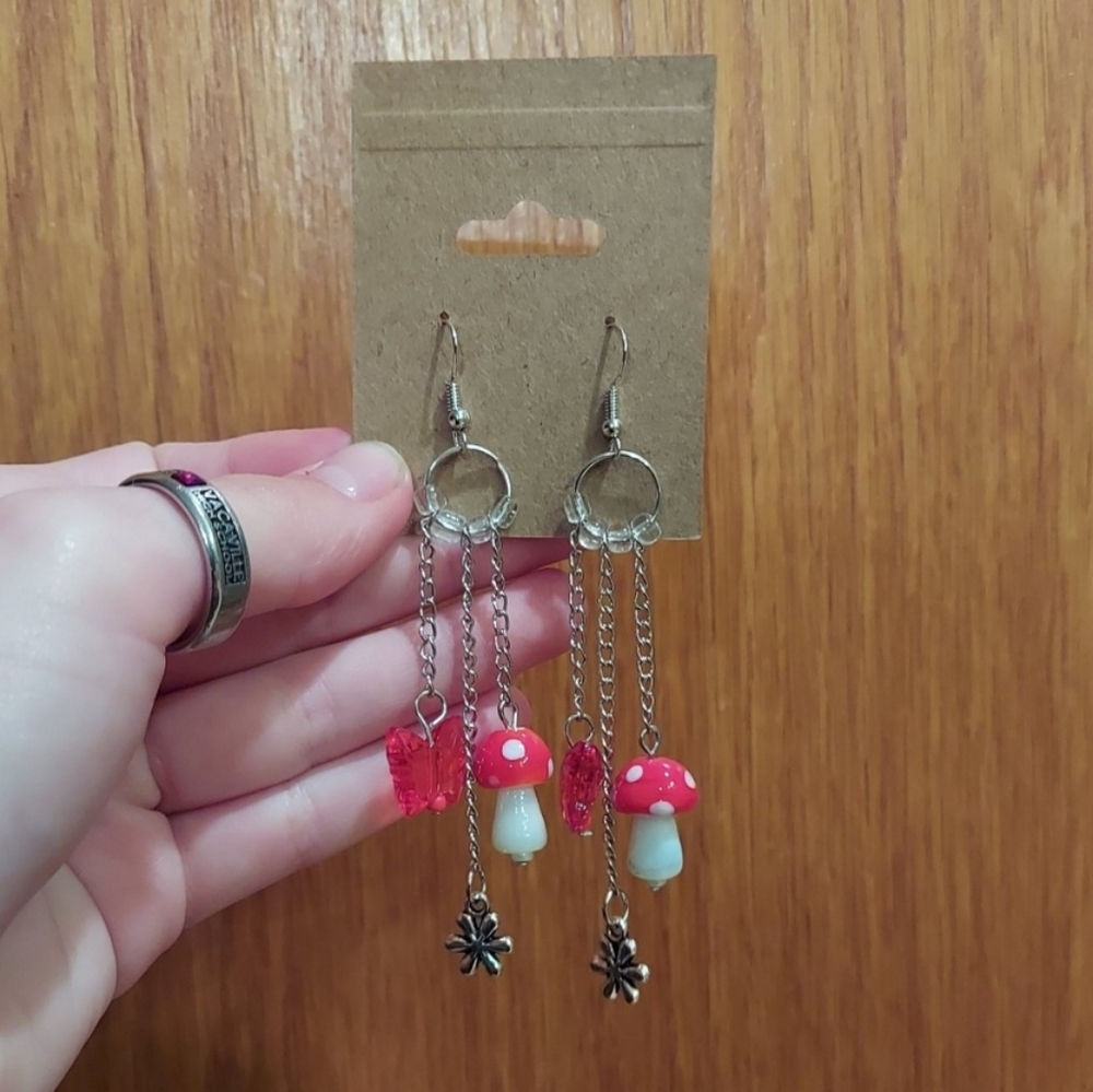 Glass mushroom earrings